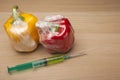 Nitrate syringe pepper vegetable table background