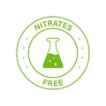 Nitrates Free Green Stamp. No Nitrate Label. Free Nitrites in Food Ingredient Symbol. Nutrition Certified Control Not Royalty Free Stock Photo