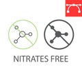 Nitrates free line and glyph icon