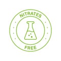 Nitrates Free Line Green Stamp. No Nitrate Label. Free Nitrites in Food Ingredient Symbol. Nutrition Certified Control Royalty Free Stock Photo