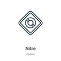Nitre outline vector icon. Thin line black nitre icon, flat vector simple element illustration from editable zodiac concept Royalty Free Stock Photo