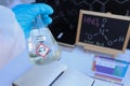 nitric acid in glass, chemical in the laboratory