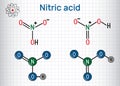Nitric acid HNO3 molecule . It is a highly corrosive mineral