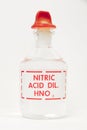 Nitric acid in a labeled bottle