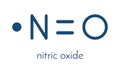 Nitric oxide NO free radical and signaling molecule. Skeletal formula.