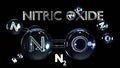 Nitric Oxide, NO, molecule model, chemical formula. Nitrogen oxide, nitrogen monoxide or Oxidonitrogen. Ball-and-stick,