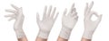 Nitrile gloves on hand front or side isolated set