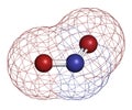 Nitrite anion, chemical structure. Nitrite salts are used in the curing of meat. 3D rendering. Atoms are represented as spheres