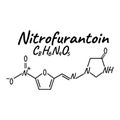 Nitrofurantoin antibiotic chemical formula and composition, concept structural medical drug, isolated on white background, vector