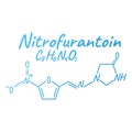 Nitrofurantoin antibiotic chemical formula and composition, concept structural medical drug, isolated on white background, vector