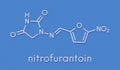 Nitrofurantoin antibiotic drug molecule. Used to treat urinary tract infections UTI. Skeletal formula.