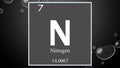 Nitrogen chemical element symbol on wide bubble background