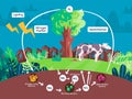 Nitrogen cycle diagram biogeochemical process nitrogen converted from atmosphere to soil organism involving fixation Royalty Free Stock Photo