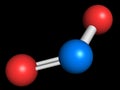 Nitrogen dioxide (NO2) air pollution molecule. Free radical compound, also known as NOx. Atoms are represented as spheres with Royalty Free Stock Photo