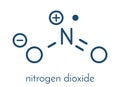 Nitrogen dioxide NO2 air pollution molecule. Free radical compound, also known as NOx. Skeletal formula. Royalty Free Stock Photo