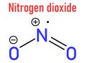 Nitrogen dioxide NO2 air pollution molecule. Free radical compound, also known as NOx. Skeletal formula. Royalty Free Stock Photo