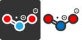 Nitrogen dioxide (NO2, NOx) toxic gas and air pollutant, flat icon style. Atoms shown as color-coded circles (oxygen - red, Royalty Free Stock Photo