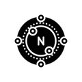 Black solid icon for Nitrogen, gas and molecular