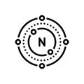 Black line icon Nitrogen, gas and molecular