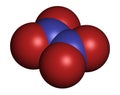 Nitrogen tetroxide (dinitrogen tetroxide, N2O4) rocket propellant molecule. 3D rendering. Atoms are represented as spheres with Royalty Free Stock Photo