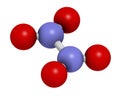 Nitrogen tetroxide dinitrogen tetroxide, N2O4 rocket propellant molecule. 3D rendering. Atoms are represented as spheres with.