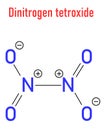 Nitrogen tetroxide or dinitrogen tetroxide, NTO, amyl. Rocket propellant molecule. Skeletal formula.