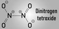 Nitrogen tetroxide or dinitrogen tetroxide, NTO, amyl. Rocket propellant molecule. Skeletal formula.