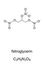 Nitroglycerin molecule skeletal formula