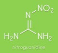 Nitroguanidine explosive molecule. Skeletal formula. Royalty Free Stock Photo