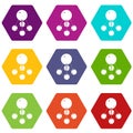 Nitromethane icons set 9 vector