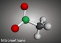 Nitromethane molecule. Molecular model. 3D rendering. Illustration Royalty Free Stock Photo