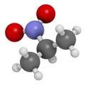 Nitropropane 2-nitropropane, 2-NP chemical solvent molecule. Used as solvent in production of ink, polymers, coatings, adhesives