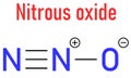 Nitrous oxide or NOS, laughing gas, N2O molecule. Skeletal formula.