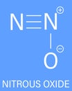 Nitrous oxide or NOS, laughing gas, N2O molecule. Skeletal formula.