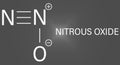 Nitrous oxide or NOS, laughing gas, N2O molecule. Skeletal formula.