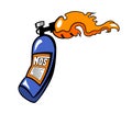 Nitrous Oxide System. NO2 bottle cartoon illustration