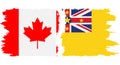 Niue and Canada grunge flags connection vector