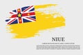 Niue flag grunge brush and poster, vector