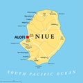 Niue, self governing island state in the South Pacific Ocean, political map Royalty Free Stock Photo