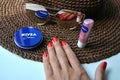 Nivea cream and women summer objects