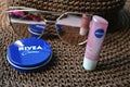 Nivea cream and women summer objects