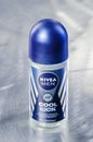 Nivea deodorant isolated on metal background.