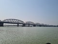 The Nivedita bridge across river hooghly closer to Dakshineshwar kali temple. Royalty Free Stock Photo