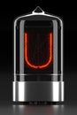 Nixie tube indicator, lamp gas-discharge indicator on dark background. Letter `u` of retro. 3d rendering