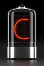Nixie tube indicator, lamp gas-discharge indicator on dark background. Letter `c` of retro. 3d rendering Royalty Free Stock Photo