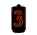 Nixie tube indicator. The number three of retro. 3d render.