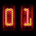 The Nixie tube indicator of the numbers of retro style. Indicator glow with a magical purple fringing. Digit 0, 1 Royalty Free Stock Photo