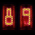 The Nixie tube indicator of the numbers of retro style. Indicator glow with a magical purple fringing. Digit 8, 9 Royalty Free Stock Photo