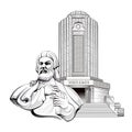 Nizami Mausoleum vector illustration of famous building. Ganja, Azerbaijan