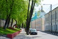 Nizhne-Pokrovskaya Street with view of Holy Epiphany Cathedral, Polotsk, Belarus